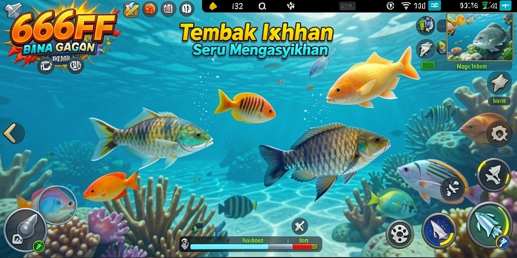 Tampilan gameplay seru 666FF dengan aksi menembak ikan.