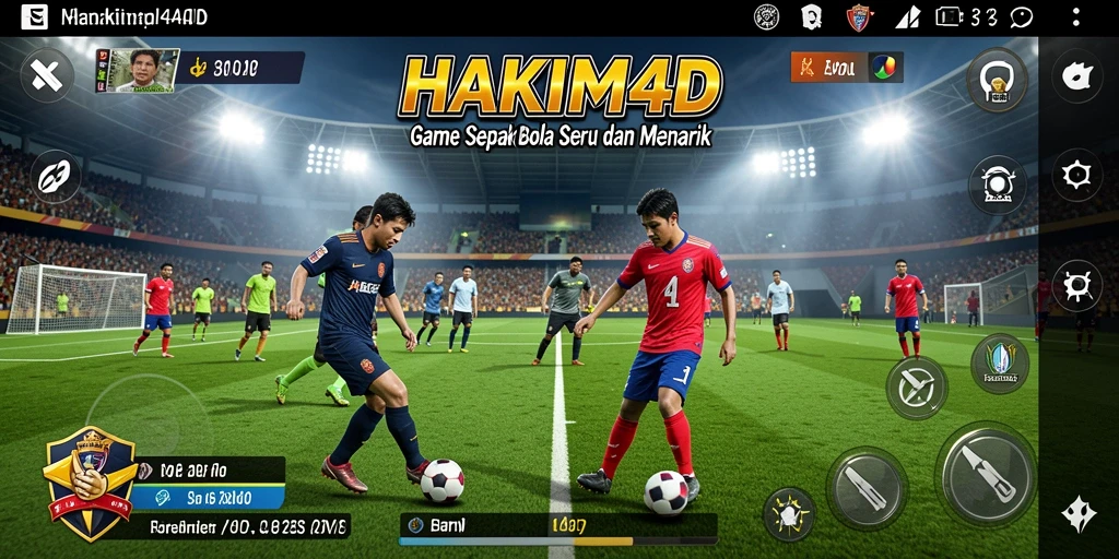 Tampilan gameplay HAKIM4D, menghadirkan aksi sepak bola penuh semangat.