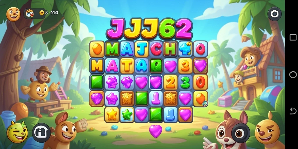 Screenshot gameplay JJ62 memperlihatkan keseruan mencocokkan item.