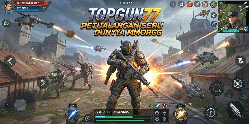 Screenshot gameplay dari TOPGUN77 menampilkan pertarungan seru di dunia MMORPG.