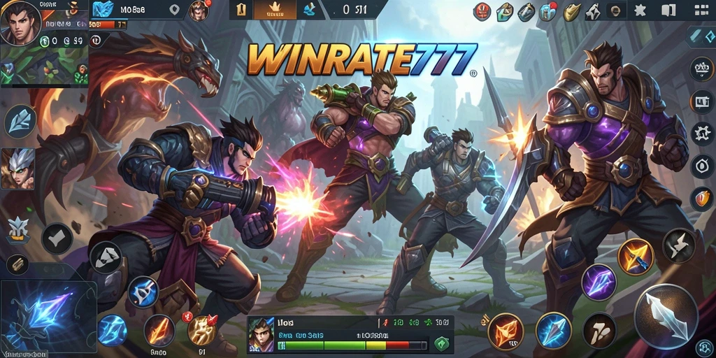 Tampilan gameplay seru dalam WINRATE777 yang menunjukkan taktik MOBA.